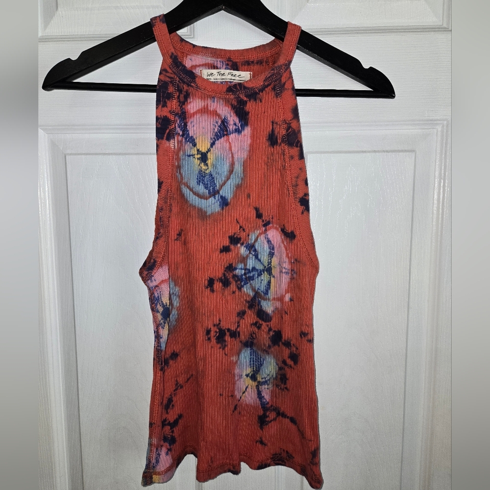 Free People Orange Ribbed Tank Top